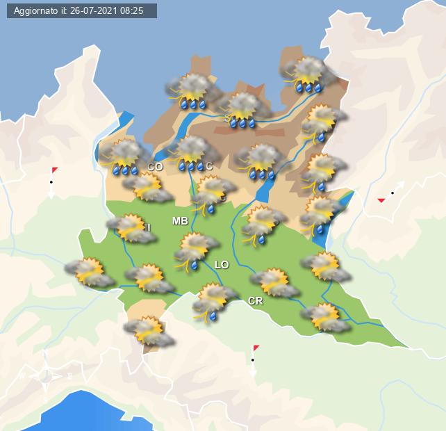 Temporali previsti per domani 27 luglio 2021 - Centro Meteo Italiano