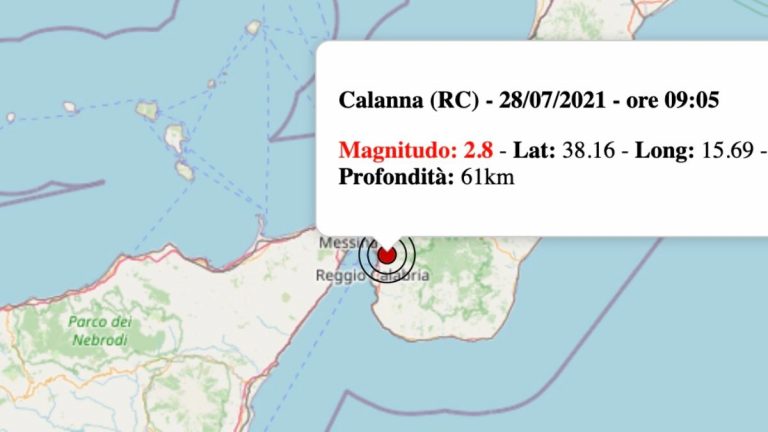 Terremoto in Calabria oggi, mercoledì 28 luglio 2021: scossa M 2.8 in provincia di Reggio Calabria | Dati INGV Terremoto in Calabria oggi, mercoledì 28 luglio 2021: scossa M 2.8 in provincia di Reggio Calabria | Dati INGV