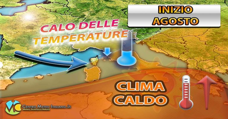 METEO ITALIA – aria fresca affluisce ma SUD ancora nella morsa del caldo, ancora TEMPORALI su queste regioni