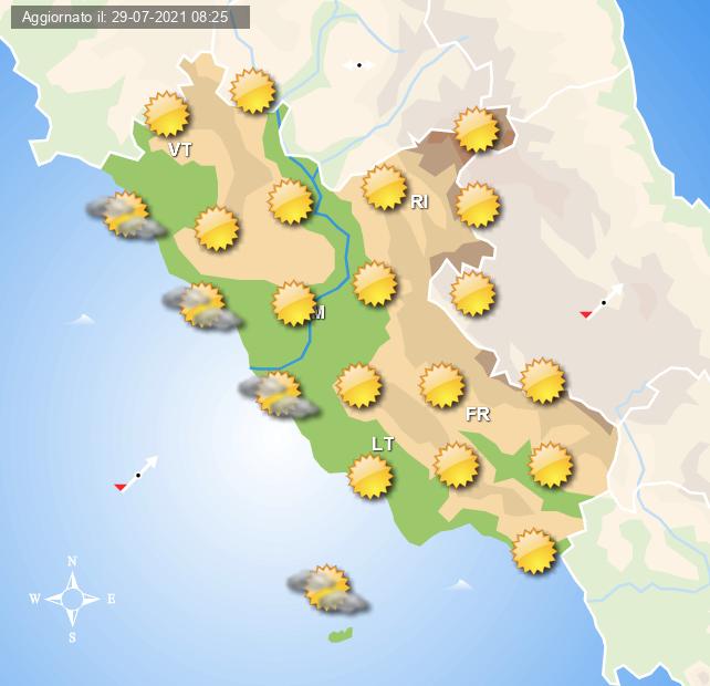 Previsioni meteo per domani - nubi basse al mattino sui settori costieri