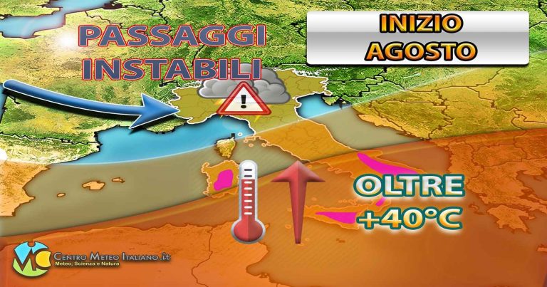 METEO WEEKEND – punte di +42 gradi al SUD e nubifragi al Nord, ecco l’evoluzione attesa in ITALIA