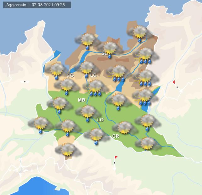 Attesi temporali al pomeriggio di domani, 3 agosto 2021 - Centro Meteo Italiano