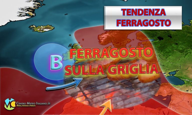 METEO – Settimana di FERRAGOSTO forse la più CALDA dell’ESTATE, con picchi di TEMPERATURA oltre i 45°C