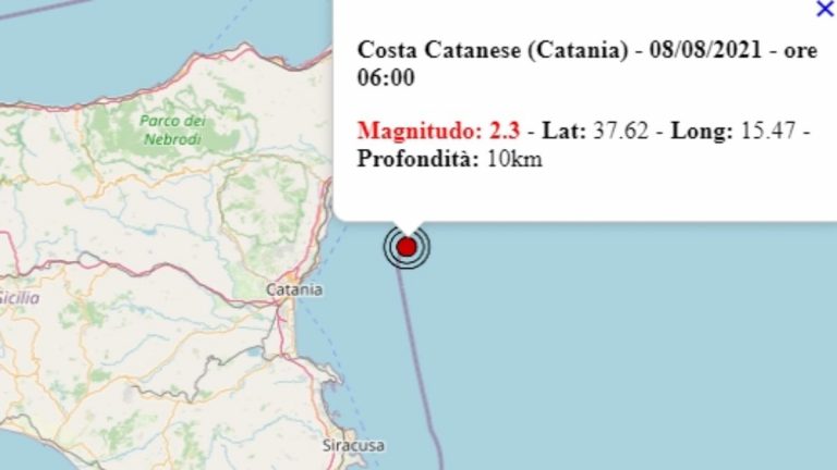 Terremoto in Sicilia oggi, 8 agosto 2021: scossa M 2.3 in provincia di Catania | Dati Ingv Terremoto in Sicilia oggi, 8 agosto 2021: scossa M 2.3 in provincia di Catania | Dati Ingv