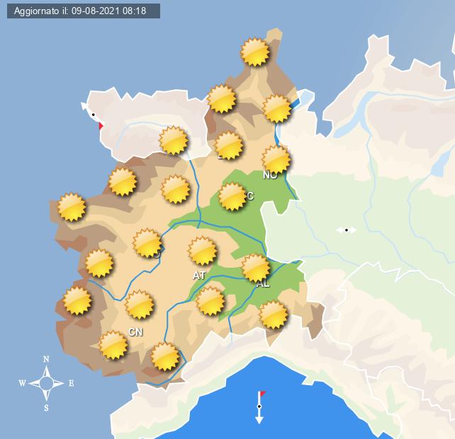 Pieno sole previsto per la giornata di domani martedì 10 agosto - Centro Meteo Italiano