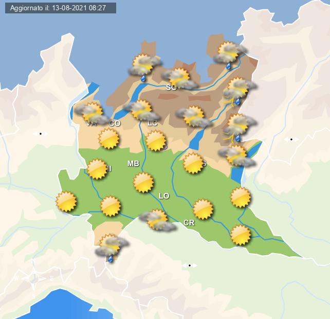 Tempo instabile sui rilievi nel pomeriggio di domani, 14 agosto 2021