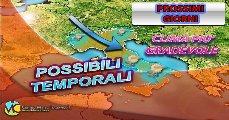 METEO – CIRCOLAZIONE DEPRESSIONARIA porterà ancora TEMPORALI, GRANDINE e CALO TERMICO, i dettagli