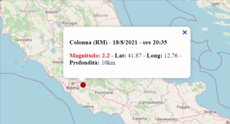 Terremoto oggi nel Lazio, 18 agosto 2021: scossa M 2.2 in provincia di Roma Terremoto oggi nel Lazio, 18 agosto 2021: scossa M 2.2 in provincia di Roma