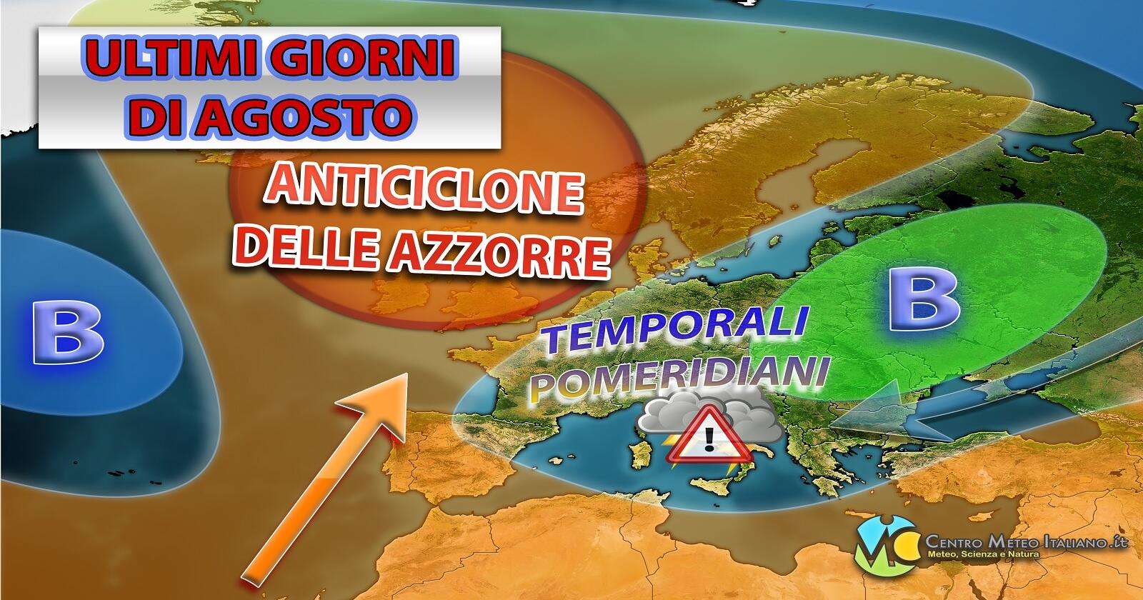 Una vasta circolazione depressionaria garantirà maltempo per gli ultimi giorni di agosto - Centro Meteo Italiano