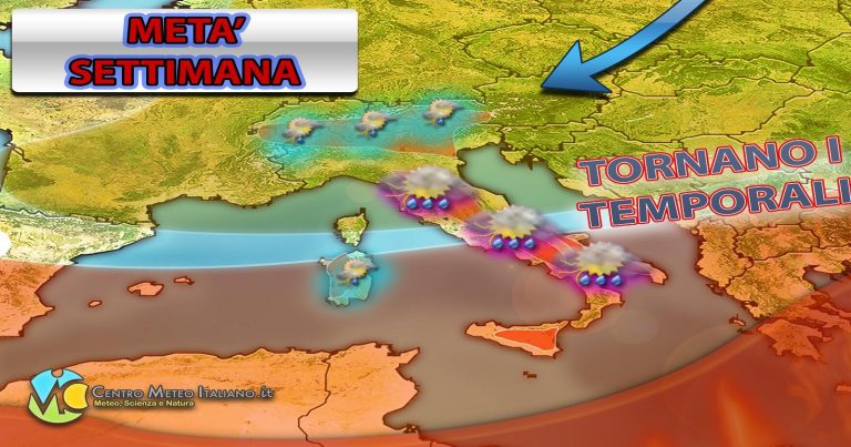 METEO – ESTATE in CRISI NERA e in inesorabile DECLINO: SETTIMANA di TEMPORALI per l’ITALIA, i dettagli