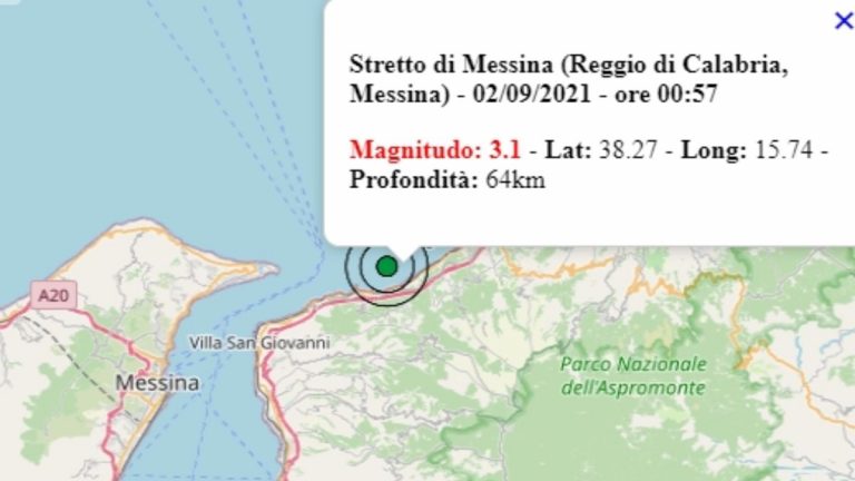 Terremoto in Calabria oggi, giovedì 2 settembre 2021: scossa M 3.1 in provincia Reggio Calabria | Dati INGV