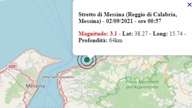 Terremoto in Calabria oggi, giovedì 2 settembre 2021: scossa M 3.1 in provincia Reggio Calabria | Dati INGV Terremoto in Calabria oggi, giovedì 2 settembre 2021: scossa M 3.1 in provincia Reggio Calabria | Dati INGV