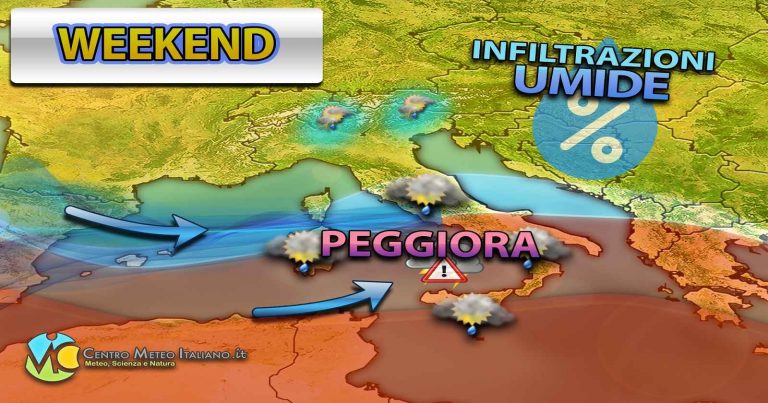 METEO – WEEKEND in parte AUTUNNALE con PIOGGE, TEMPORALI e CALO TERMICO, i dettagli