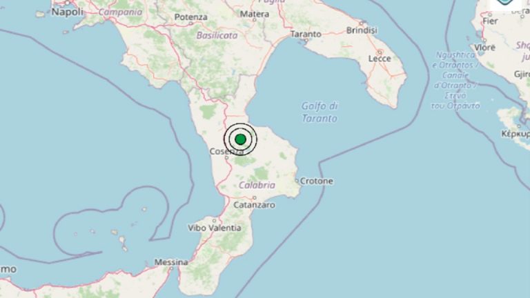 Terremoto in Calabria oggi, venerdì 3 settembre 2021: scossa M 2.9 in provincia di Cosenza – Dati INGV