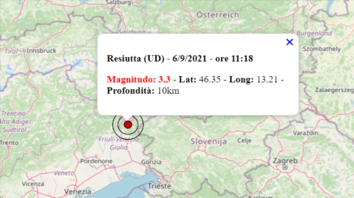 Terremoto Oggi In Friuli Venezia Giulia 6 Settembre 2021 Scossa M 33 In Provincia Udine 3083