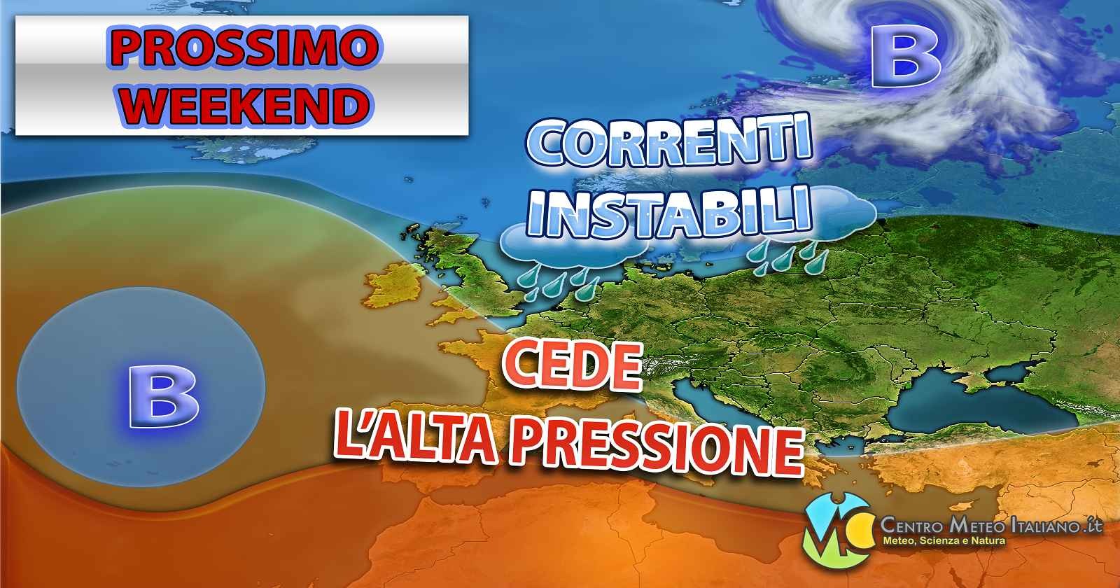 Cedimento dell'alta pressione nel weekend