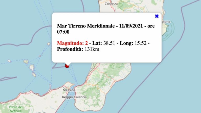 Terremoto in Sicilia oggi, 11 settembre 2021: scossa M 2.0 Mar Tirreno | Dati INGV