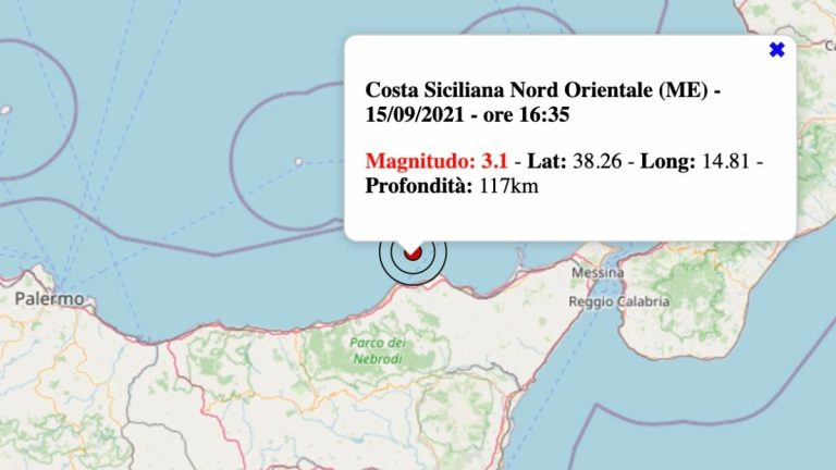 Terremoto in Sicilia oggi, mercoledì 15 settembre 2021: scossa M 3.1 Costa Siciliana | Dati INGV Terremoto in Sicilia oggi, mercoledì 15 settembre 2021: scossa M 3.1 Costa Siciliana | Dati INGV