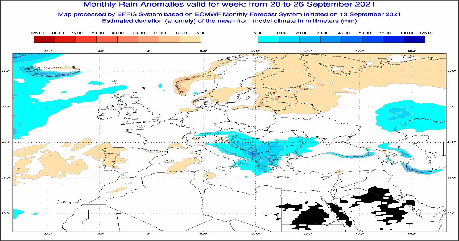 Anomalie di temperatura previste tra il 20 e il 26 di settembre - effis.jrc.ec.europa.eu
