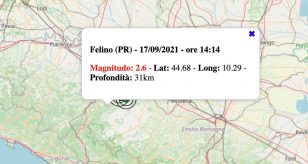 Terremoto in Emilia-Romagna oggi, venerdì 17 settembre 2021: scossa M 2.6 in provincia di Parma