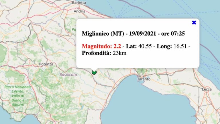 Terremoto in Basilicata oggi, 19 settembre 2021: scossa M 2.2 in provincia Matera | Dati INGV Terremoto in Basilicata oggi, 19 settembre 2021: scossa M 2.2 in provincia Matera | Dati INGV