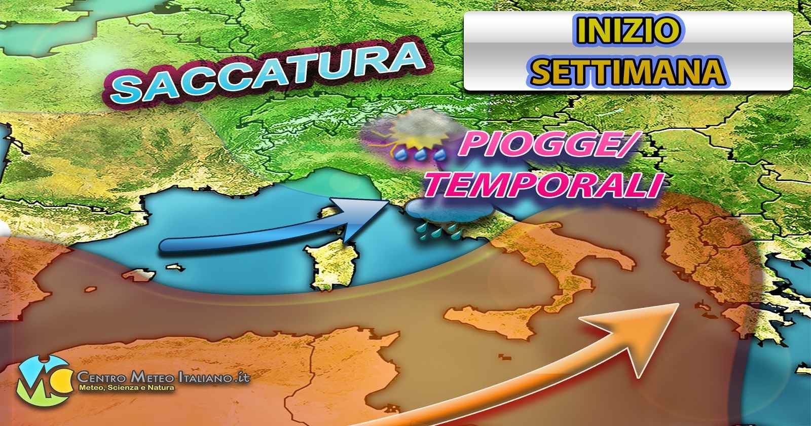 Fenomeni in parziale estensione verso sud a inizio settimana
