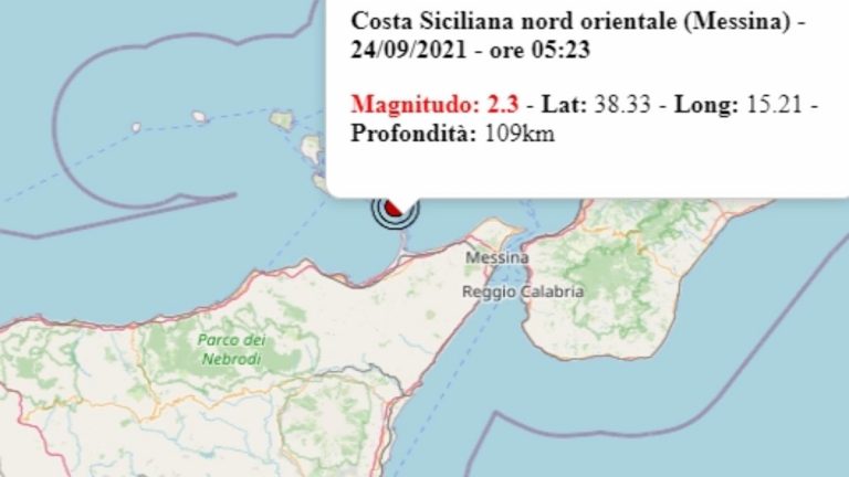 Terremoto in Sicilia oggi, venerdì 24 settembre 2021, scossa M 2.3 in provincia di Messina | Dati Ingv Terremoto in Sicilia oggi, venerdì 24 settembre 2021, scossa M 2.3 in provincia di Messina | Dati Ingv