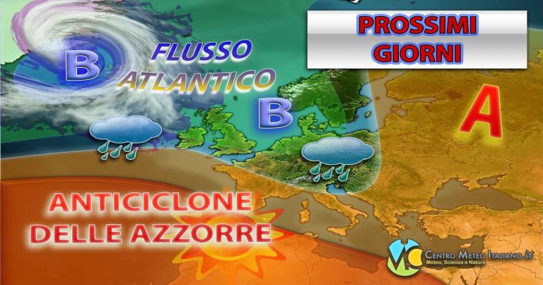 METEO – FLUSSO PERTURBATO all’ARREMBAGGIO, in arrivo PIOGGE e TEMPORALI, i dettagli