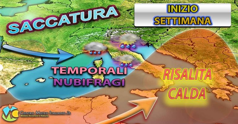 METEO – MALTEMPO AUTUNNALE nella prossima settimana con TEMPORALI e NUBIFRAGI e deciso CALO TERMICO. TENDENZA