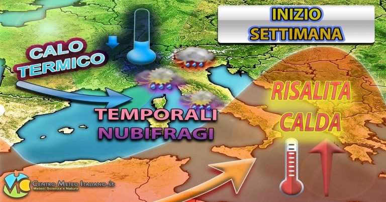 METEO ITALIA – goccia fredda sul Mediterraneo, TEMPORALI e CALO termico in arrivo nelle prossime ore