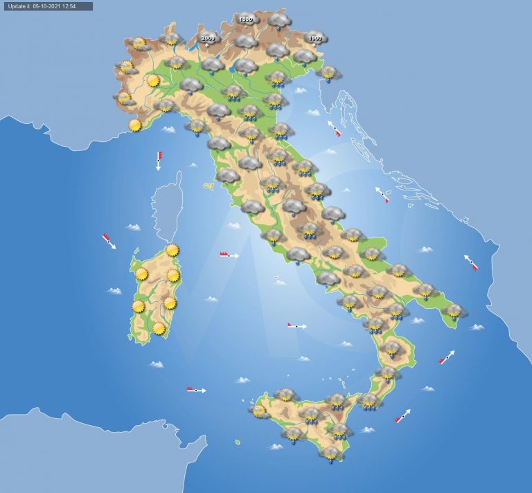 PREVISIONI METEO domani 6 ottobre: goccia fredda sul Mediterraneo con tempo instabile o perturbato