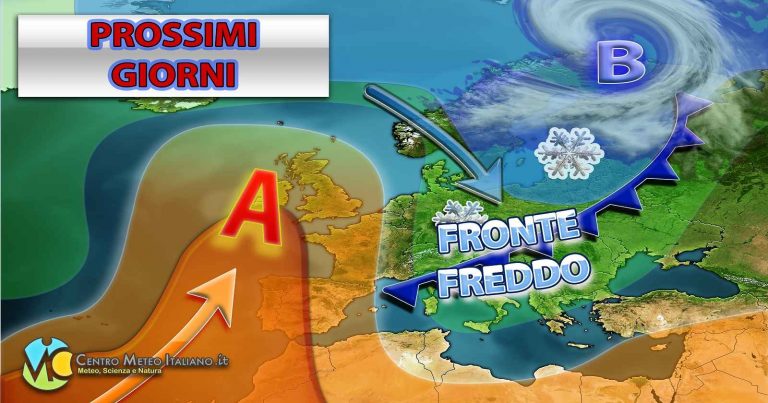 METEO ITALIA: fronte freddo in arrivo poi anticiclone in vista per la prossima settimana