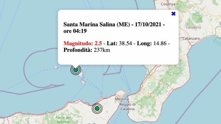 Terremoto in Sicilia oggi, domenica 17 ottobre 2021: scossa M 2.5 in provincia Messina | Dati INGV