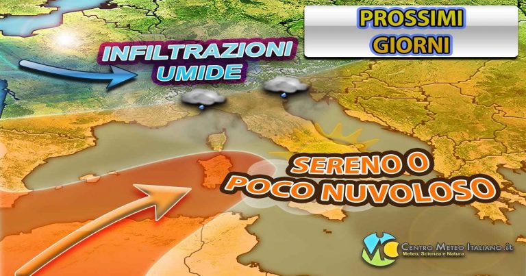 METEO – Primi SEGNALI di CEDIMENTO dell’ALTA PRESSIONE in arrivo in ITALIA con qualche PIOVASCO, i dettagli