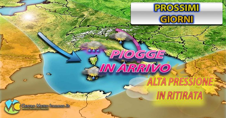 METEO ITALIA – peggioramento in vista del weekend, maltempo anche intenso su alcune regioni