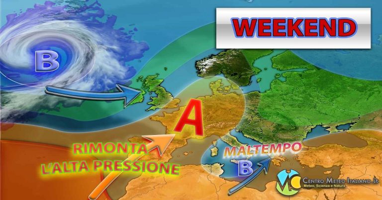 METEO WEEKEND – La PERTURBAZIONE SPACCA in due l’ITALIA, tra STABILITA’ e MALTEMPO: i dettagli