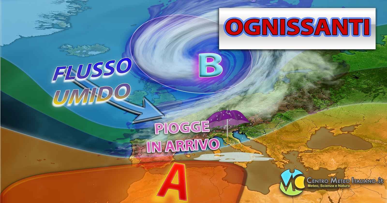 Piogge in arrivo dal ponte di Ognissanti, serie di perturbazioni per la prossima settimana