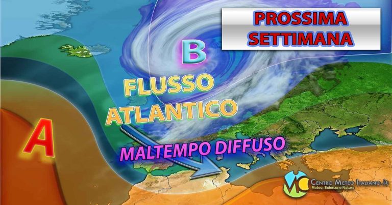 METEO – Prossima settimana con varie PERTURBAZIONI in arrivo e TEMPERATURE sotto media. La TENDENZA