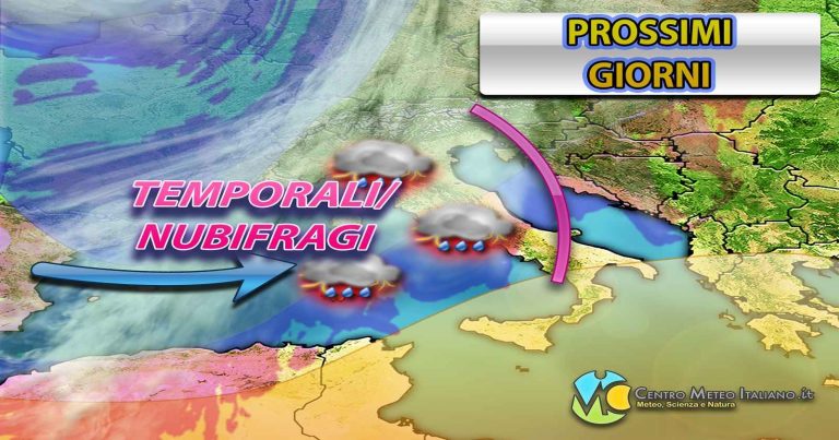 METEO – ATTACCO di MALTEMPO in arrivo con forti TEMPORALI e VAGONATE di NEVE anche a quote medie, i dettagli