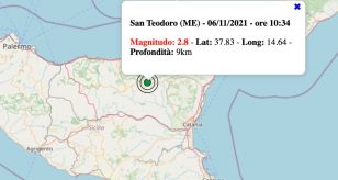 Terremoto in Sicilia oggi, sabato 6 novembre 2021: scossa M 2.8 in provincia di Messina | Dati INGV
