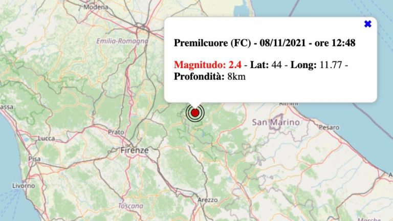 Terremoto in Emilia-Romagna oggi, lunedì 8 novembre 2021: scossa M 2.4 in provincia di Forlì-Cesena | Dati INGV Terremoto in Emilia-Romagna oggi, lunedì 8 novembre 2021: scossa M 2.4 in provincia di Forlì-Cesena | Dati INGV