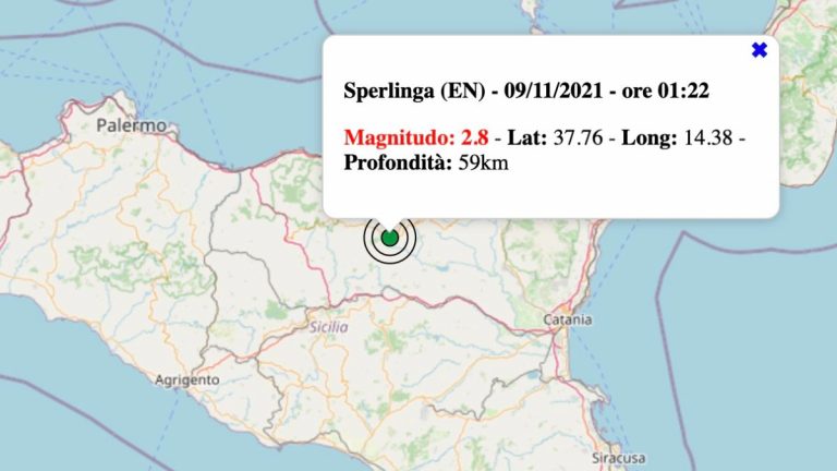 Terremoto in Sicilia oggi, martedì 9 novembre 2021: scossa M 2.8 in provincia di Enna – Dati INGV Terremoto in Sicilia oggi, martedì 9 novembre 2021: scossa M 2.8 in provincia di Enna – Dati INGV