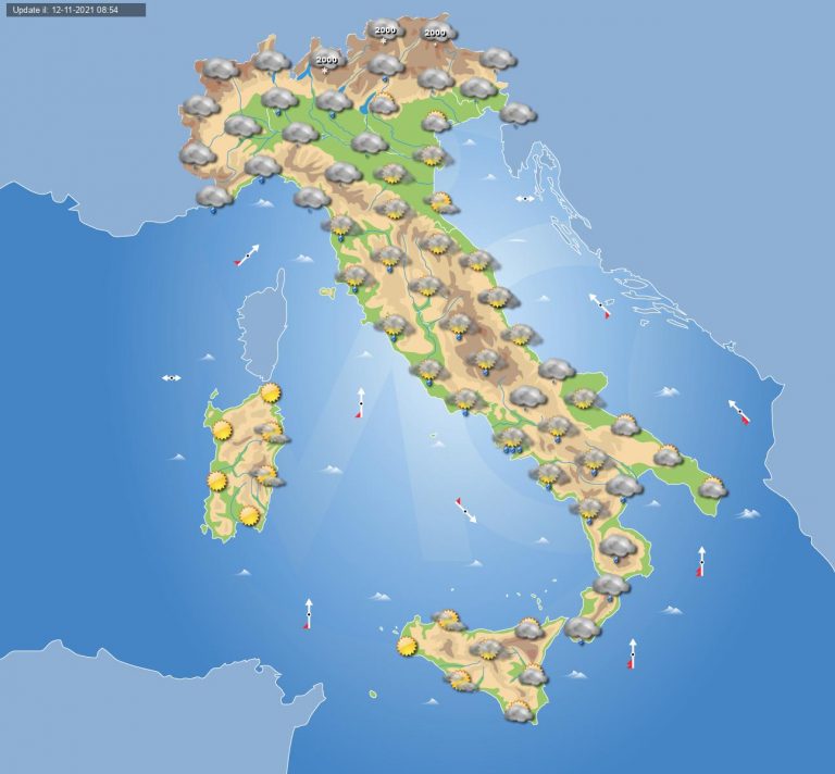 PREVISIONI METEO domani 13 novembre: tempo instabile in ITALIA con nuvole e piogge, peggiora dalla sera