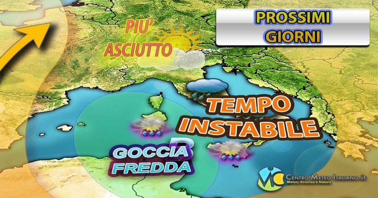 METEO – GOCCIA FREDDA in transito porterà ancora MALTEMPO in ITALIA, ma ancora per poco: ecco perché