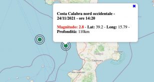 Terremoto in Calabria oggi, mercoledì 24 novembre 2021: scossa M 2.8 vicino Cosenza | Dati INGV