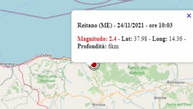 Terremoto oggi in Sicilia, 24 novembre 2021: scossa M 2.4 in provincia di Messina – Dati Ingv