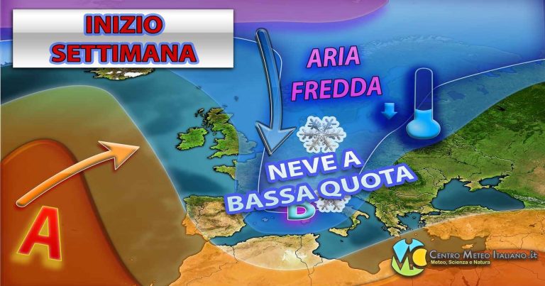 METEO – Prossima settimana arriva l’INVERNO con TEMPERATURE in picchiata e NEVE fino a bassa quota. TENDENZA