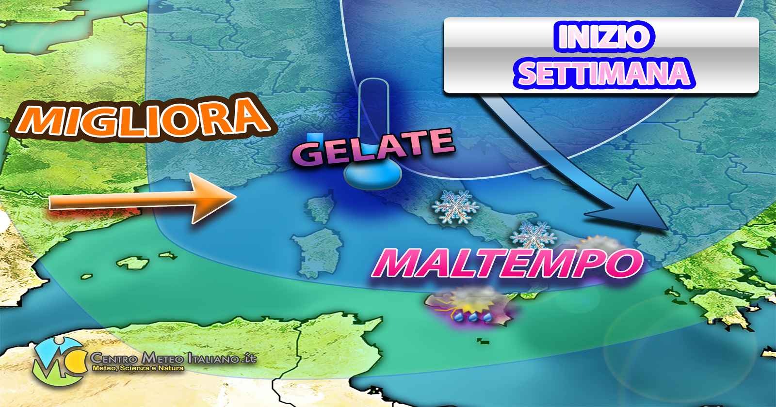 Previsioni meteo per inizio settimana prossima.