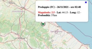 Terremoto in Emilia-Romagna oggi, venerdì 26 novembre 2021: scossa M 2.5 in provincia di Forlì-Cesena
