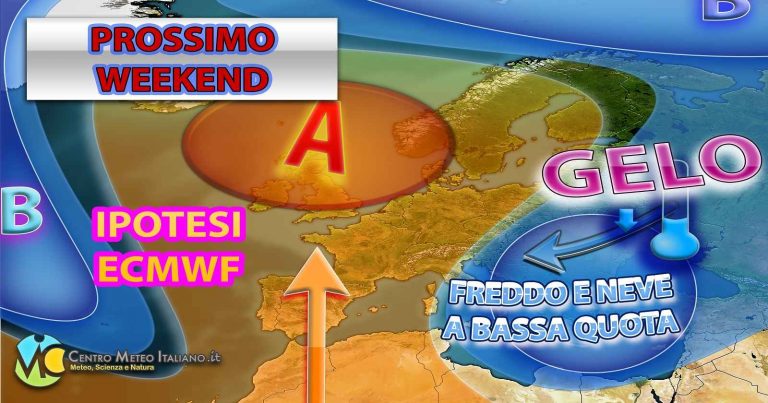 METEO WEEKEND – Ingresso ARTICO da est porta MALTEMPO INVERNALE e NEVE a bassa quota su alcune regioni